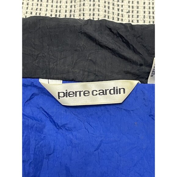 Vintage 90s PIERRE CARDIN Windbreaker Track Jacket Nylon Blue Black White XL - Picture 2 of 10